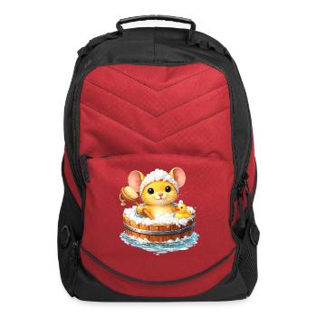 Cute Mouse Taking a Bath - Computer Backpack - red - Front