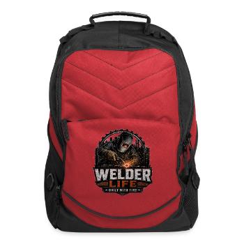 Welder Life Built with Fire - Computer Backpack - red - Front