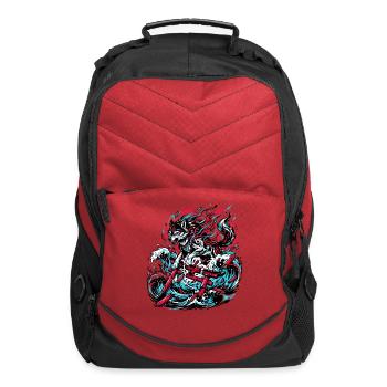 Japanese Wolf Spirit Streetwear - Computer Backpack - red - Front