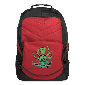 Alien Hipster Yoga Namaste Meditating Spiritual - Computer Backpack - red - Front
