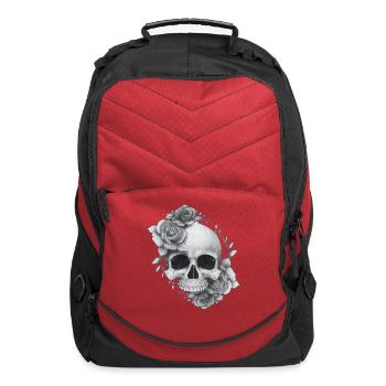Skull and Roses Sketch - Computer Backpack - red - Front