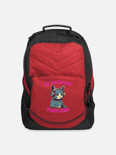 Cat Purrfect Music Playlist - Computer Backpack - red