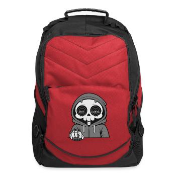 Still Loading Gamer Skeleton in Black & White - Computer Backpack - red - Front