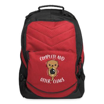 Complete And Otter Chaos Funny Cute Sea Otter Pun - Computer Backpack - red - Front