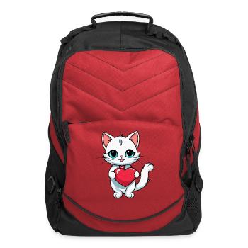 Cat Heart - Valentine's Day - Computer Backpack - red - Front
