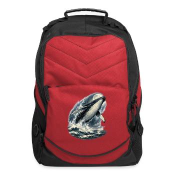 Japanese Humpback Whale Moonlit Ocean - Computer Backpack - red - Front