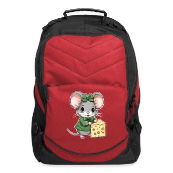 Cute mouse with cheese - Computer Backpack - red - Front
