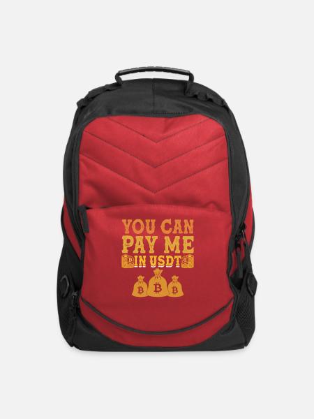 Pay Me In USDT Crypto Currency Blockchain Gift - Computer Backpack - red