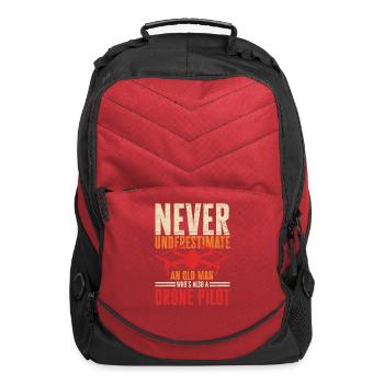 Drone Pilot Never Underestimate An Old Man Quadro - Computer Backpack - red - Front