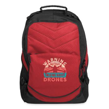 Drone Pilot Warning Talking About Drones Quadcopte - Computer Backpack - red - Front