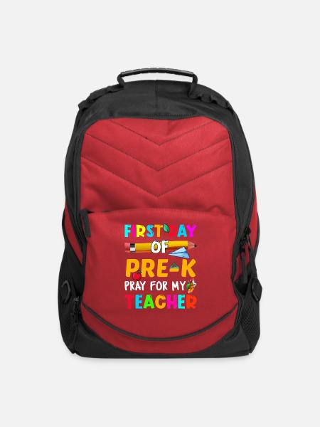 First Day Of Pre-K Pray For My Teacher - Computer Backpack - red