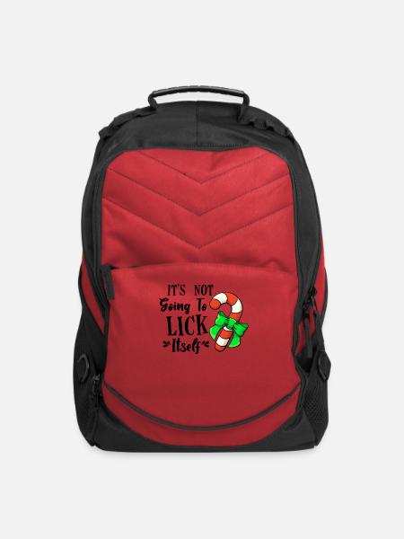 It's Not Going to Lick Itself Candy Cane Bow - Computer Backpack - red