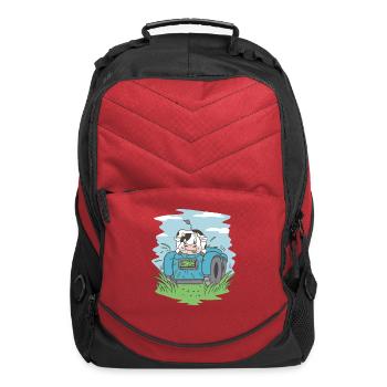 Cow eating grass tractor Cow eating grass tractor - Computer Backpack - red - Front