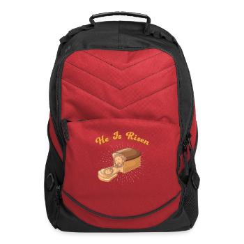 He Is Risen Funny Easter Pun Christian Bread Baker - Computer Backpack - red - Front