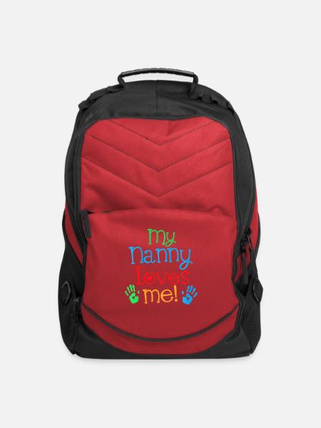 My Nanny Loves Me Grandson Granddaughter - Computer Backpack - red