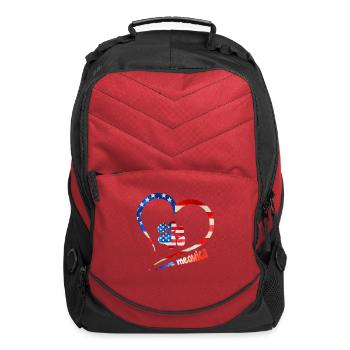 american flag patriotic dog & cat paw print - 4th - Computer Backpack - red - Front