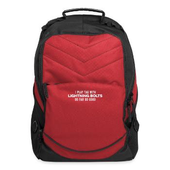 I Play Tag With Lightning Bolts Relaxing Humor Pun - Computer Backpack - red - Front