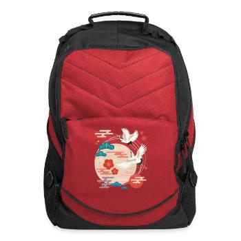 Japanese Cranes and Pine Trees - Computer Backpack - red - Front
