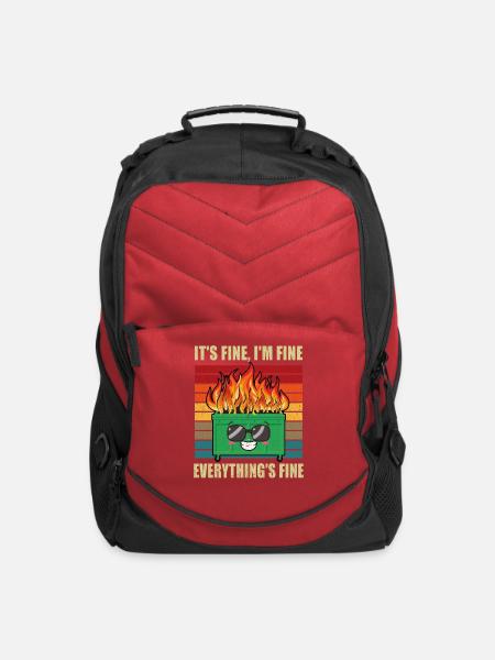 I'm Fine, It's Fine, Everything is Fine Dumpster - Computer Backpack - red