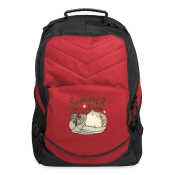 Cute Cat Enjoying Summer Fun for a Cat Lover - Computer Backpack - red - Front