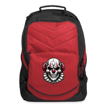 Scary Clown Skull Red Stripes Creepy Horror Art - Computer Backpack - red - Front