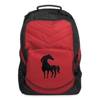 Black horse design - Computer Backpack - red - Front
