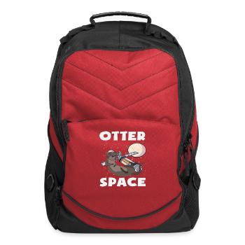 Sea Otter Cartoon Space Pun - Computer Backpack - red - Front