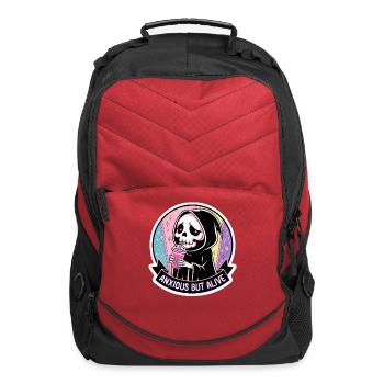 Anxious But Alive Skeleton Funny Motivational - Computer Backpack - red - Front
