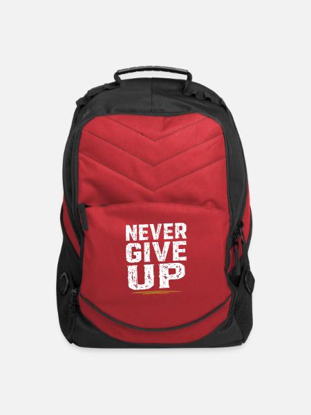 Never Give Up - Computer Backpack - red