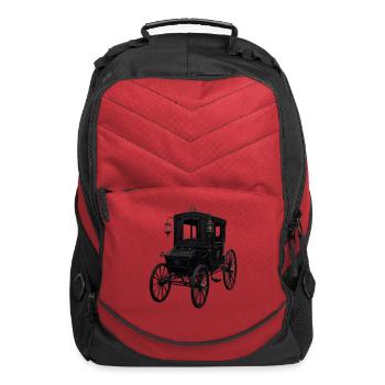 Antique Black Carriage Silhouette - Computer Backpack - red - Front