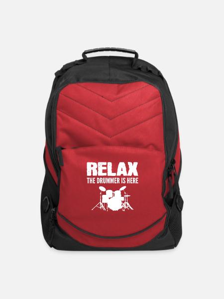 Drummer is Here Band Member Gift - Computer Backpack - red