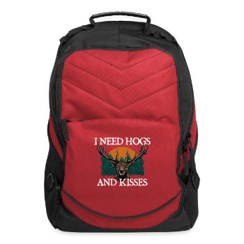 I Need Hogs and Kisses Wild Pig Hunting Hog Boar - Computer Backpack - red - Front