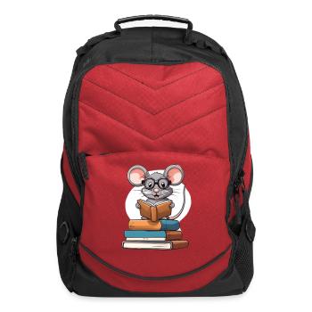 Cute mouse reading on books - Computer Backpack - red - Front