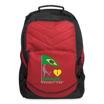 Brazil Football Player Flag Graphic Vector - Computer Backpack - red - Front