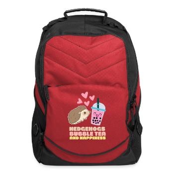 Hedgehogs Bubble Tea And Happiness Cute Hedge Hog - Computer Backpack - red - Front