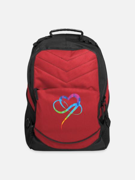 Poly Love Heart - Computer Backpack - red