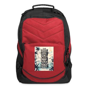 Tiki Statue in Ocean Garden - Computer Backpack - red - Front