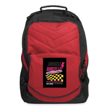Retro Racing Car with Checkered Flag - Computer Backpack - red - Front