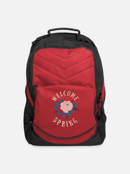 Hello Springtime Pink Flower March April May Earth - Computer Backpack - red