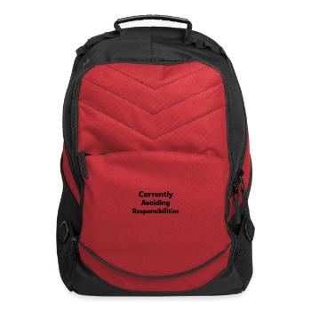 Currently Avoiding Responsibilities simple text - Computer Backpack - red - Front