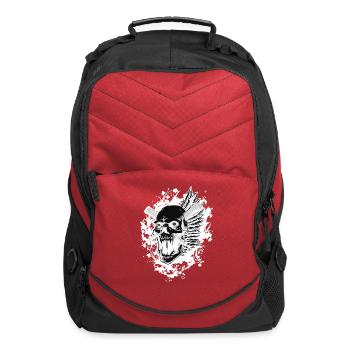 Fierce Warrior Skull With Feather Headdress - Computer Backpack - red - Front