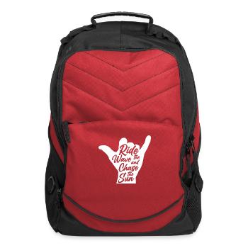 Surfer Hand Ride the Wave and chase the Sun - Computer Backpack - red - Front