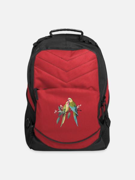 Vintage Princess Parrots Illustration - Computer Backpack - red