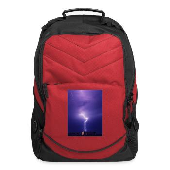 Dynamic Lightning Bolt Over Cityscape - Computer Backpack - red - Front