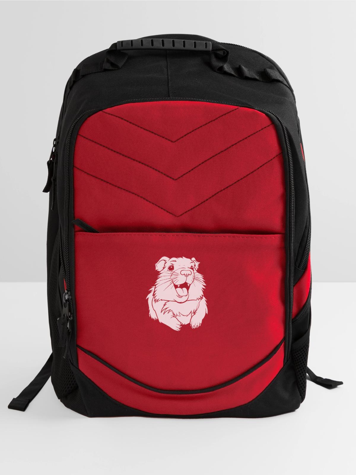 Guinea Pig Cavy Smiling - Computer Backpack - red - Front