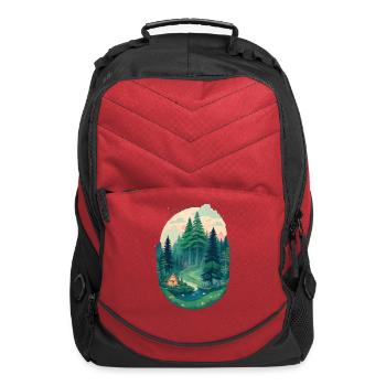 Pine trees Pine Tree Mountain Landscape t-shirt - Computer Backpack - red - Front