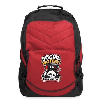 Social Battery Panda 1% - Computer Backpack - red - Front