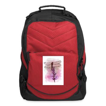 Elegant Dragonfly and Lavender Illustration - Computer Backpack - red - Front