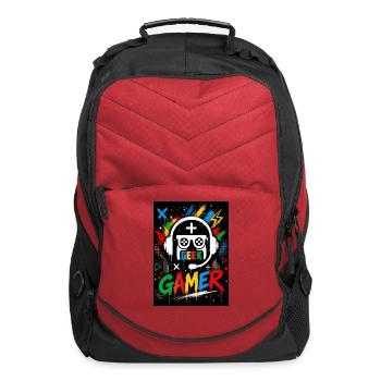 Gamer Geek Neon Splash - Computer Backpack - red - Front