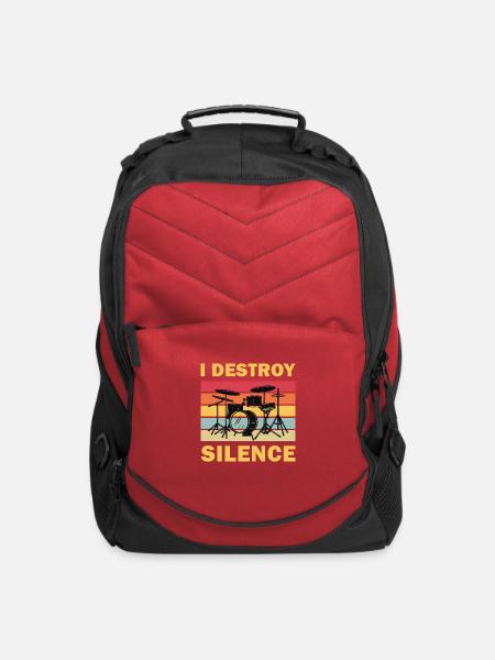 I Destroy Silence Funny Drummer - Computer Backpack - red